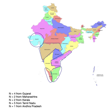 Figure 1: Indian States where Participants Parents Immigrated From